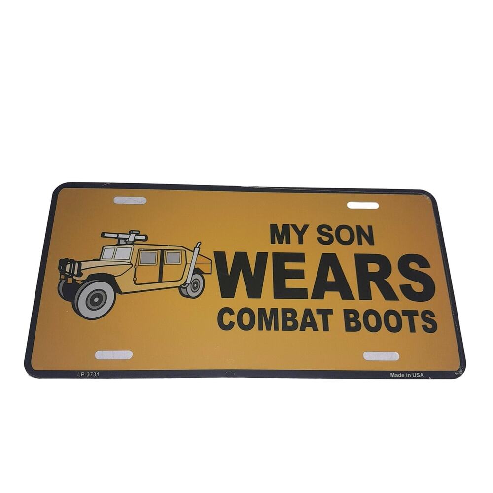 Military Combat Boots Metal License Plate Distressed Flat Auto Logo New